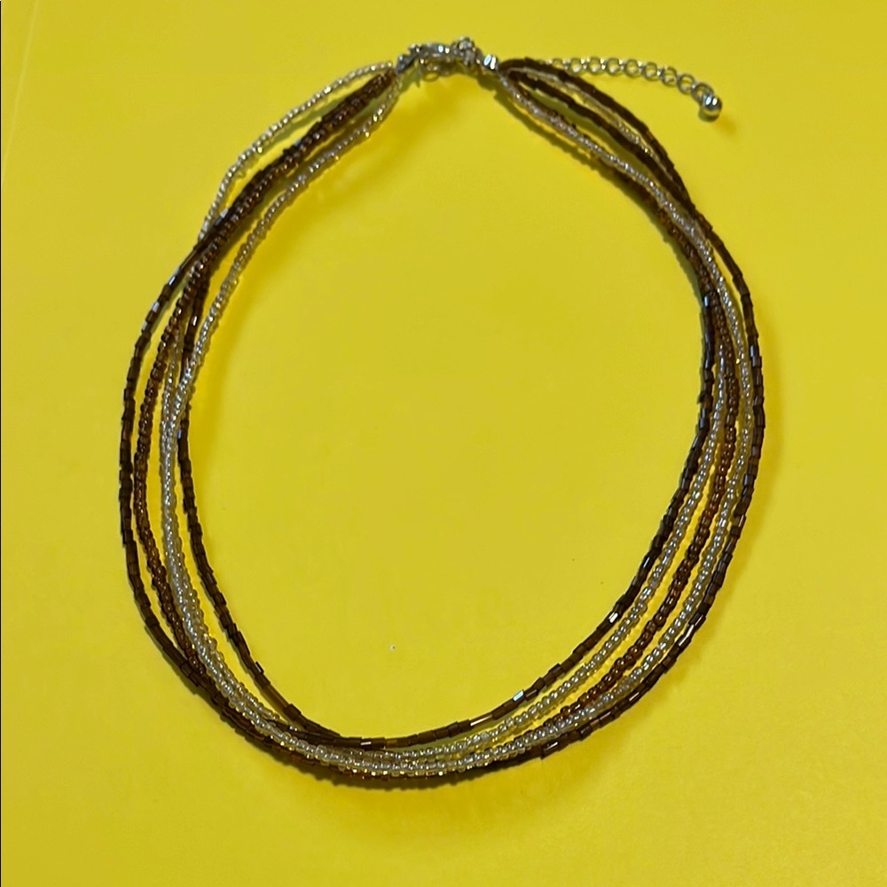 Premier Designs Multi-Strand Brown and Gold Necklace